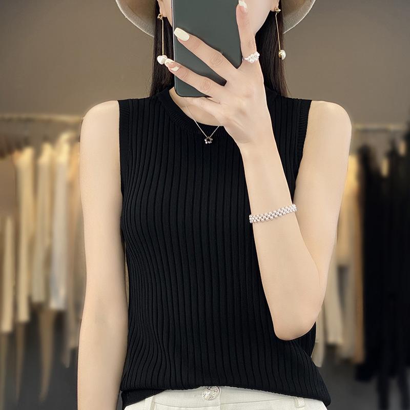 Women Tank Sleeveless MODERN NEW SAGA Summer T-shirt Knit Top Lace Basic Vest Female O-neck