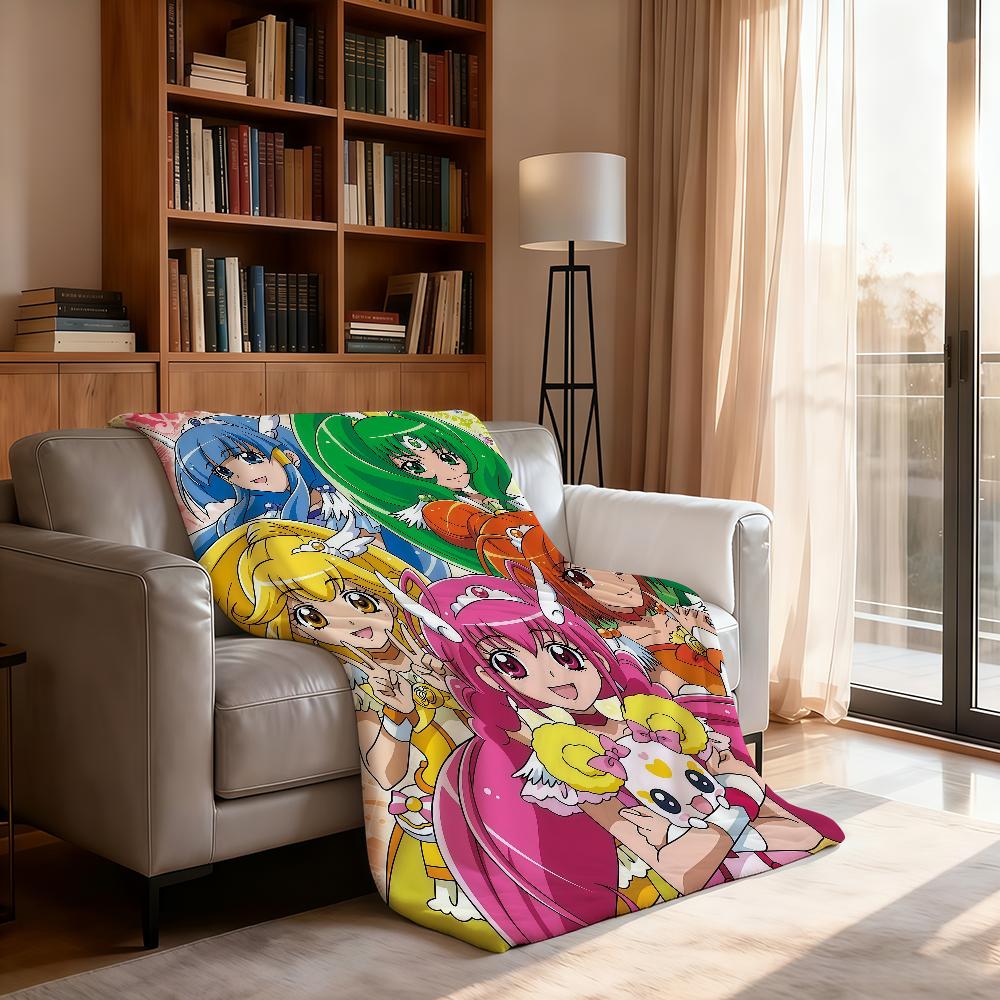 S Smile E P PrecureS Cute Anime Blanket Soft Throw Blanket for Home Bedroom Bed Sofa Picnic Travel Office RestCover Blanket Gift