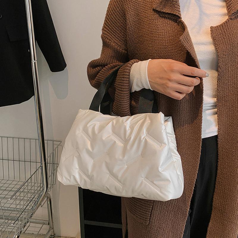Fashionable Large-capacity Handbag for Women In Autumn and Winter New Down Cloth Bag Trendy Simple Women's Bag