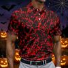 Men's Halloween Print Short Sleeve Button Shirt - Fun Holiday Top