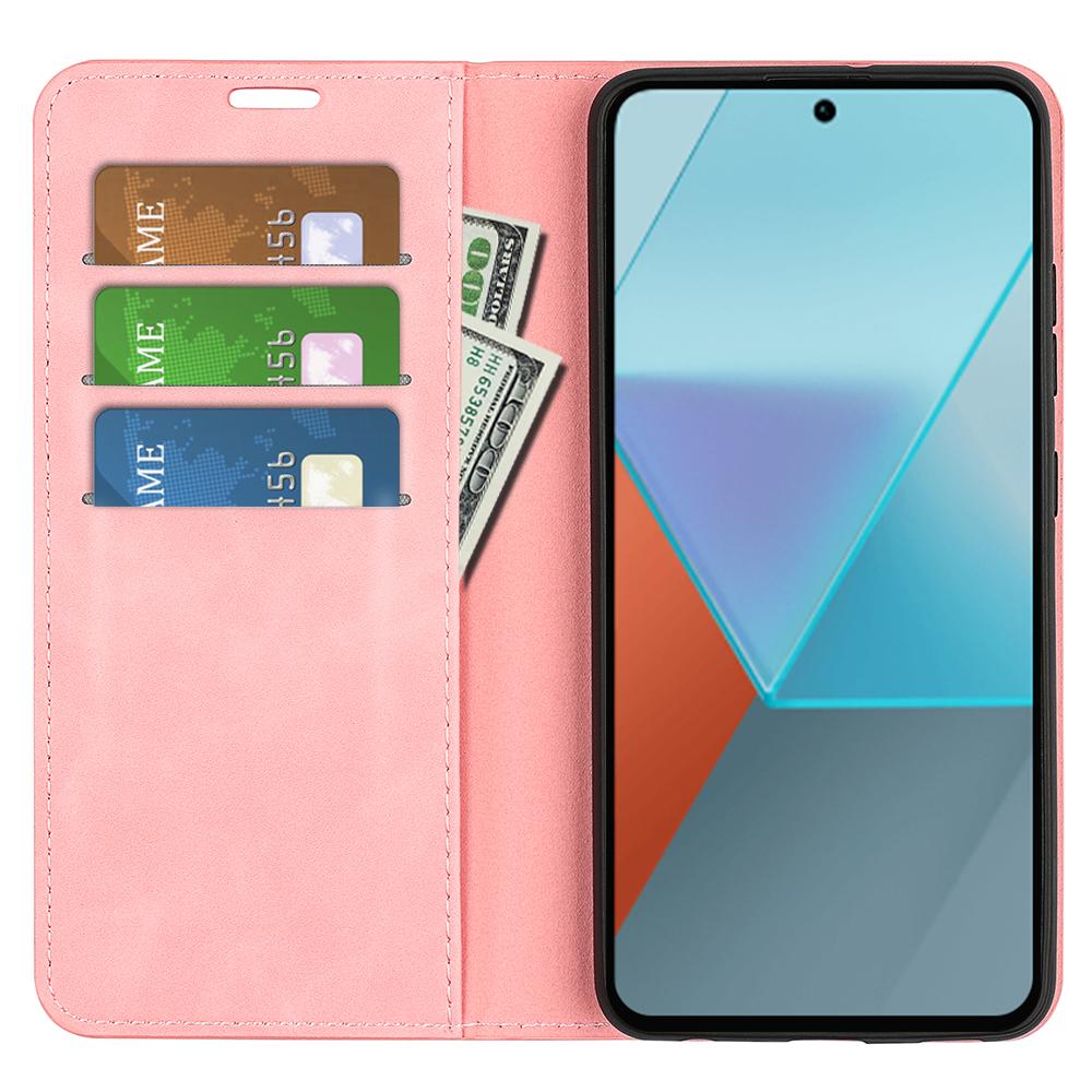 

For Xiaomi Redmi Note 13 Pro 5G/Poco X6 5G Case Flip Shell PU Leather Skin-touch Phone Cover Pink