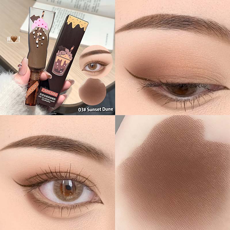 

Cappuvini Бархатные жидкие тени для век Молочный чай Монохромный матовый макияж Стойкие коричневые тени для век