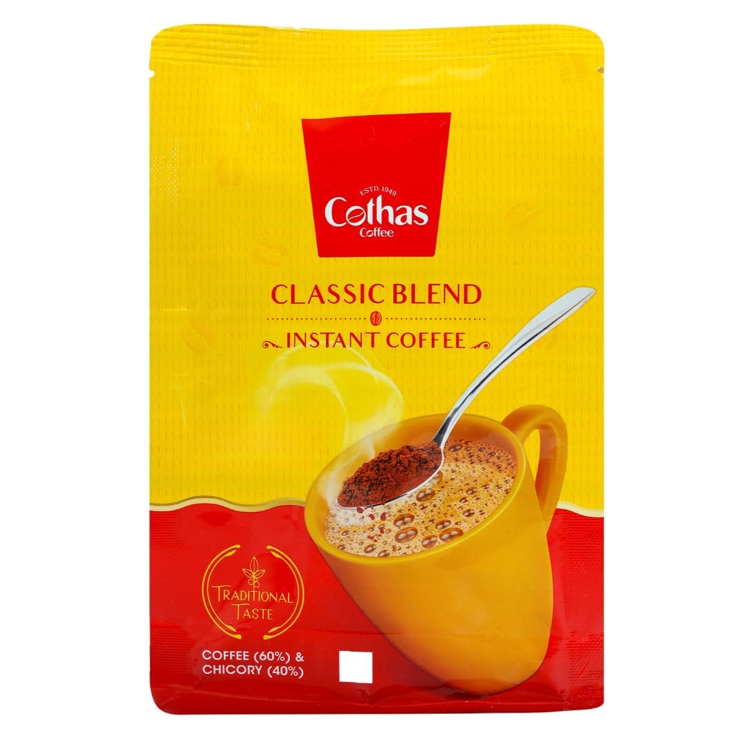 Cothas Classic Blend Instant Coffee Powder | Traditional South Indian Taste | Made with 60% Coffee & 40% Chicory for Rich Aroma and Strong Flavour