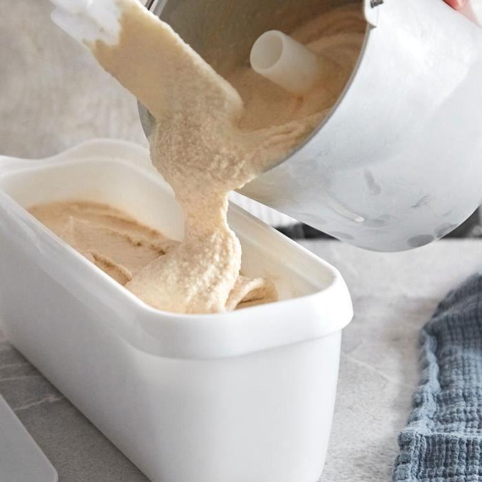 Bacs à glace avec couvercle 1l, 2 pièces, récipients isotherme pour creme glacée, moules à glace sans bpa, boîtes de stockage