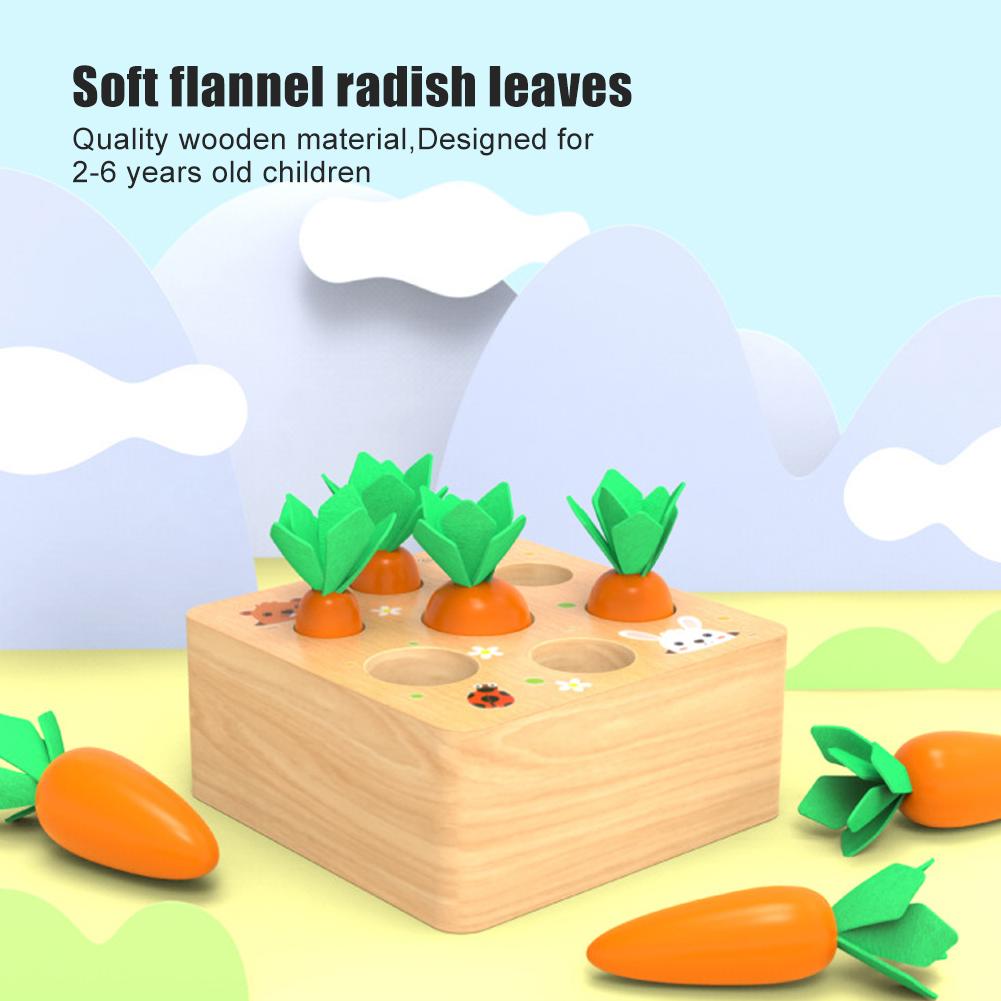 Wooden Pulling Radishes Toy Inserted Carrot Game Children Baby Education ToyPulling Radishes