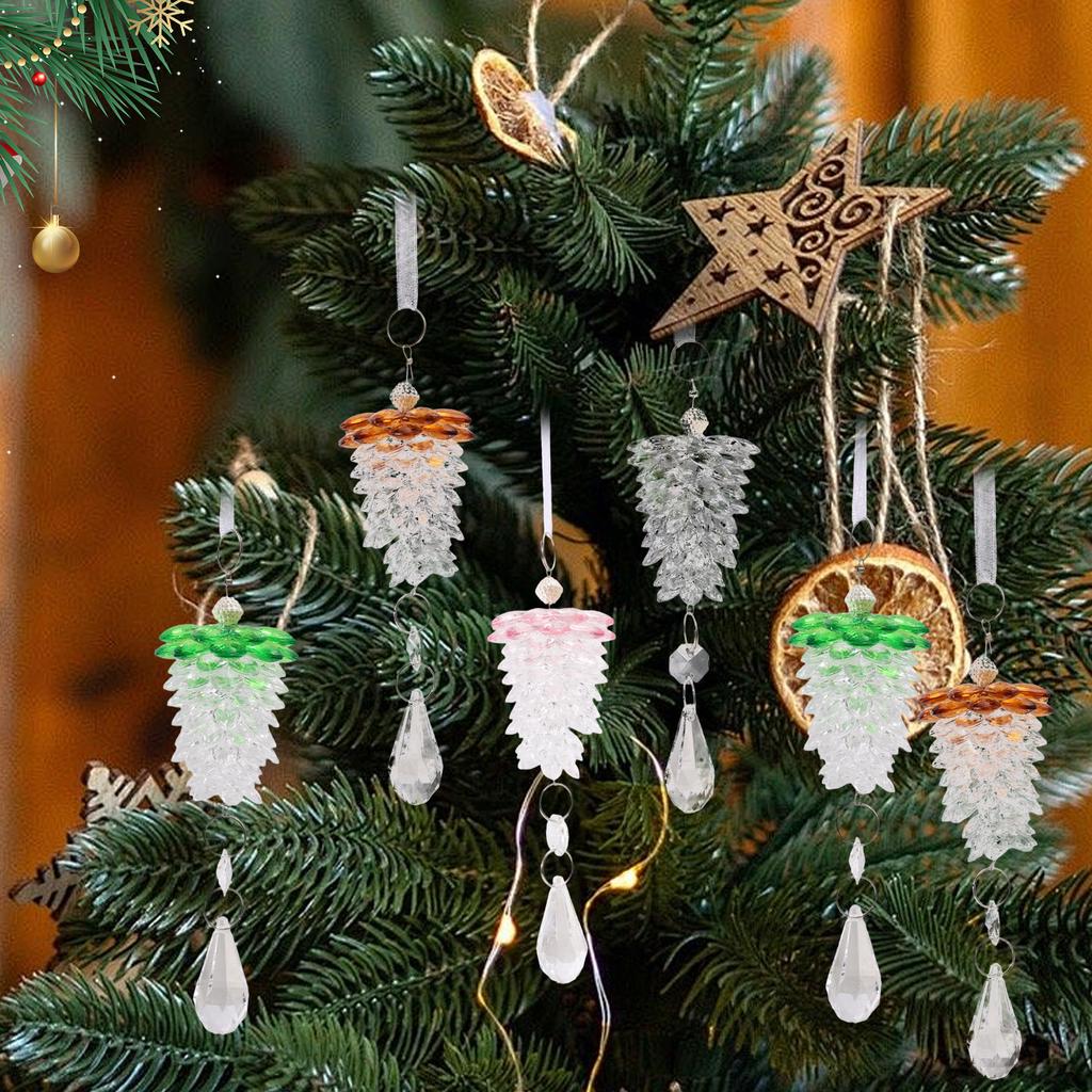 10/1pcs Acrylic Simulated Pine Cone Pendants Color Transparent Crystal Hanging Pendant for Xmas Tree Ornaments Home Party Decor