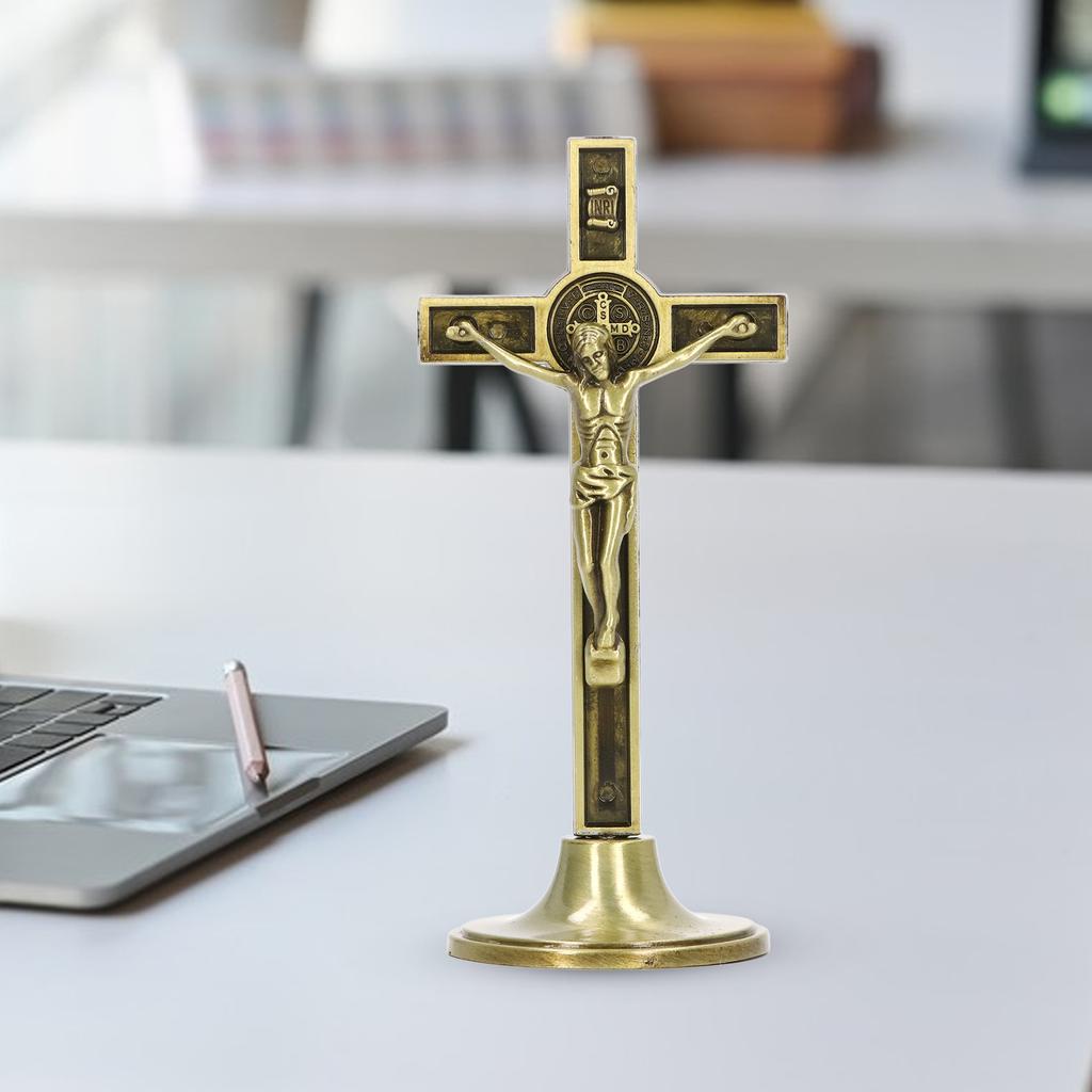 Catholic   Hand Made Zinc Alloy Metal Vertical Catholic Crucifix Wall   with Removable Base