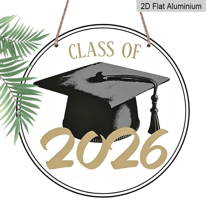 

This 2D Flat Aluminum 2026 Graduation-themed Wall Decoration, Available in Various Sizes and Featuring A Retro Black and Gold Graduation Cap Design 7.87×7.87inch