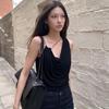 String Shoulder Strap Swing Neck Sling Vest Women's Summer Sweet and Spicy Wind Irregular Design Sense Metal Decorative Temperament Top