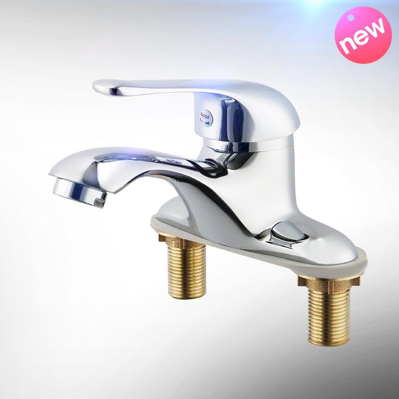 1PC Becken Doppelloch Wasserhahn Öffentliche Toilette Badezimmer Waschbecken Keramiksäule Becken Heiß und Kalt Doppel Wasserhahn Becken Wasserhahn