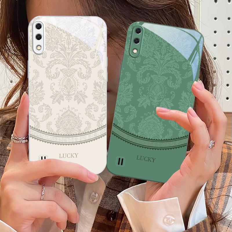 White floral vine pattern For Samsung M02 12 Note 8 9 10 20 A 01 A02 A03 Core 04 05 06 10 12 13 14 15 A16 glass Ultra phone case