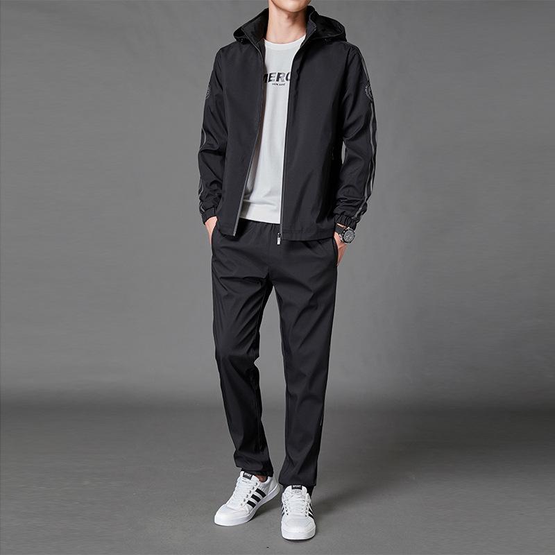 Men's Hooded Jacket and Track Pants Set - Spring/Autumn Casual Fashion