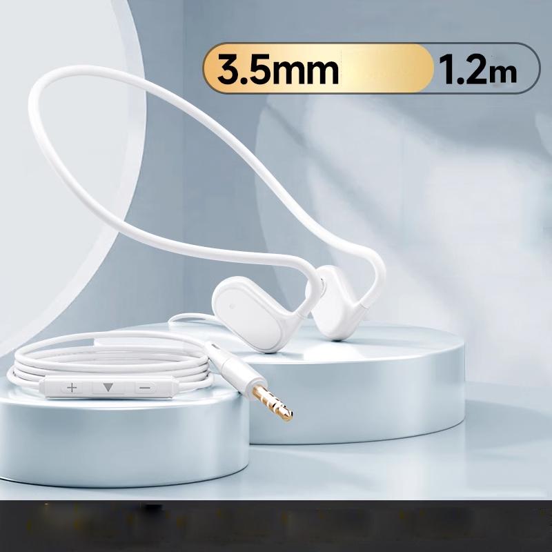 Wired Open Ear Headphones 3.5mm/IOS/Type-c Plug Hifi Sound Earphone with HD Call Microphone Air Conduction for Gaming Home Offic