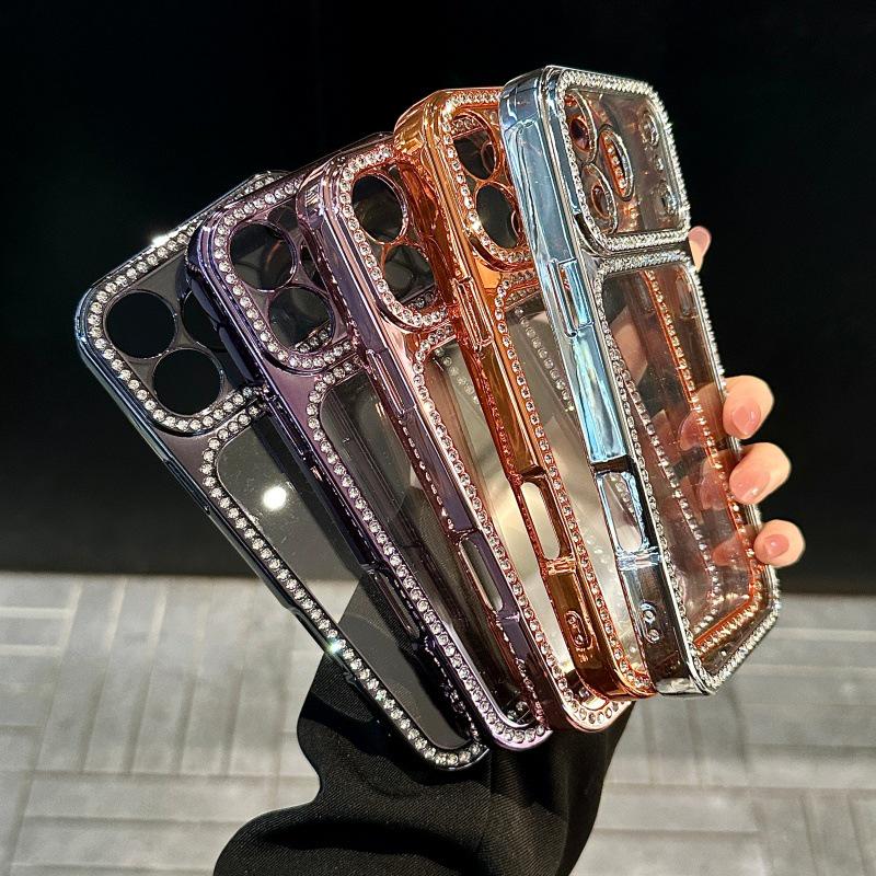 Luxus galvanisierte transparente Strass-Handyhülle für Apple/Samsung