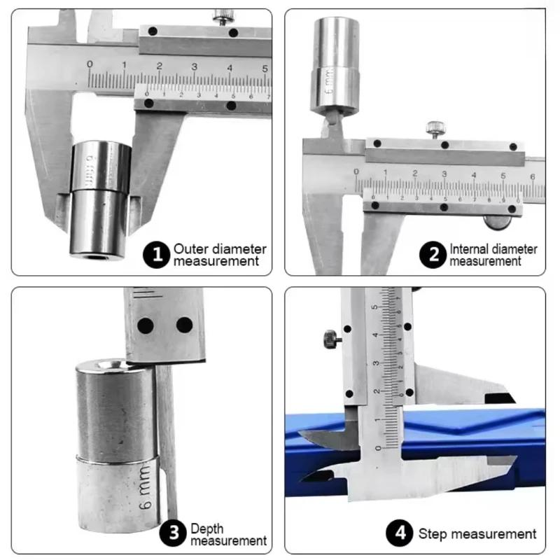 Vernier Calipers 0-150mm Professional Carbon Steel Precision Measurement Four Use Metric Precision Thickness Testing Instrument