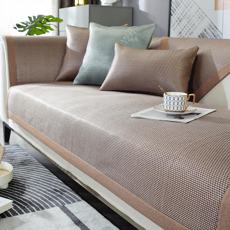 Summer Ice Silk Rattan Mat Sofa Cushion Non-Slip Summer Mat Cushion Washing Four Seasons Universal Cool Pad Sofa Cover Ice Pad