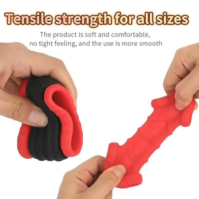 Removable Silicone Penis Ring Time Lock Cock Lasting Erection Extender Scrotal Testis Restriction Sex Chastity Toys For Male 18