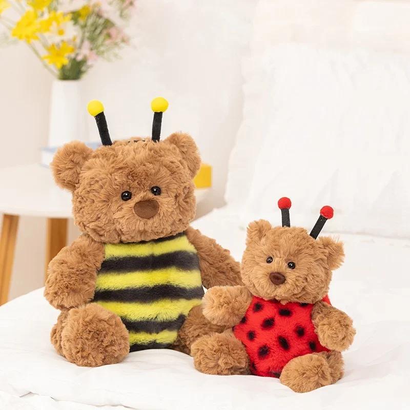 Lovely Bartholomew Bear Plushies Bee Coccinellidae Bear Stuffed Animal Plush Toy Soft Brown Bear Doll Xmas Gifts Girl