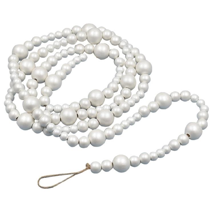 Wooden Bead Christmas Garland 7.41ft Long Festival Tree Decoration For Mantels Staircase Holiday Party Centerpieces