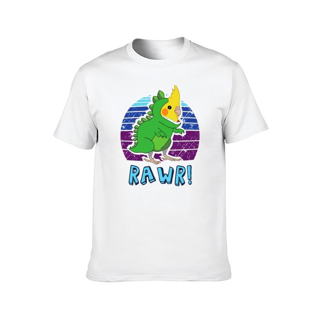 RAWR  Aesthetic Vaporwave Cockatiel Dinosaur TShirt man graphic t shirt cotton t shirt pack TShirt