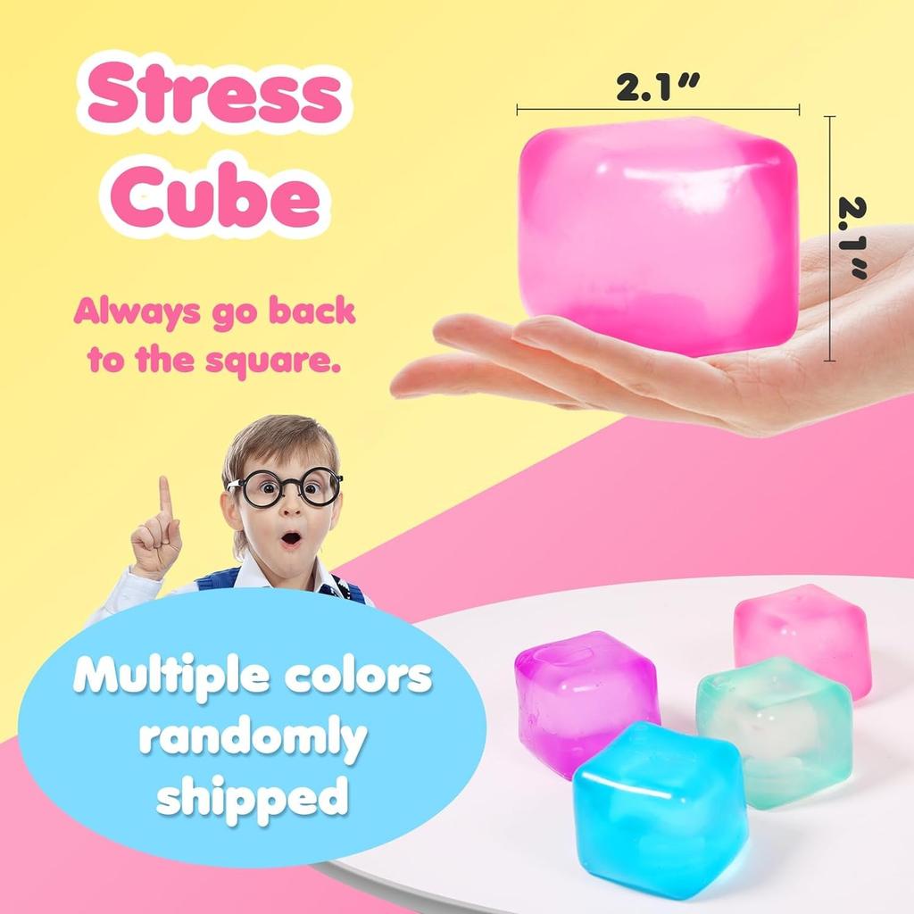 Ice Cube Shaped Fidget Toy Square Stress Relief Ball Squishy Squeeze Toys for Anxiety ADHD Stress Relief Sensory Toys for Adults
