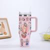 Cartoon 40oz Handle Car Cup 304 Stainless Steel Thermos Cup Outdoor Portable Straw Cup