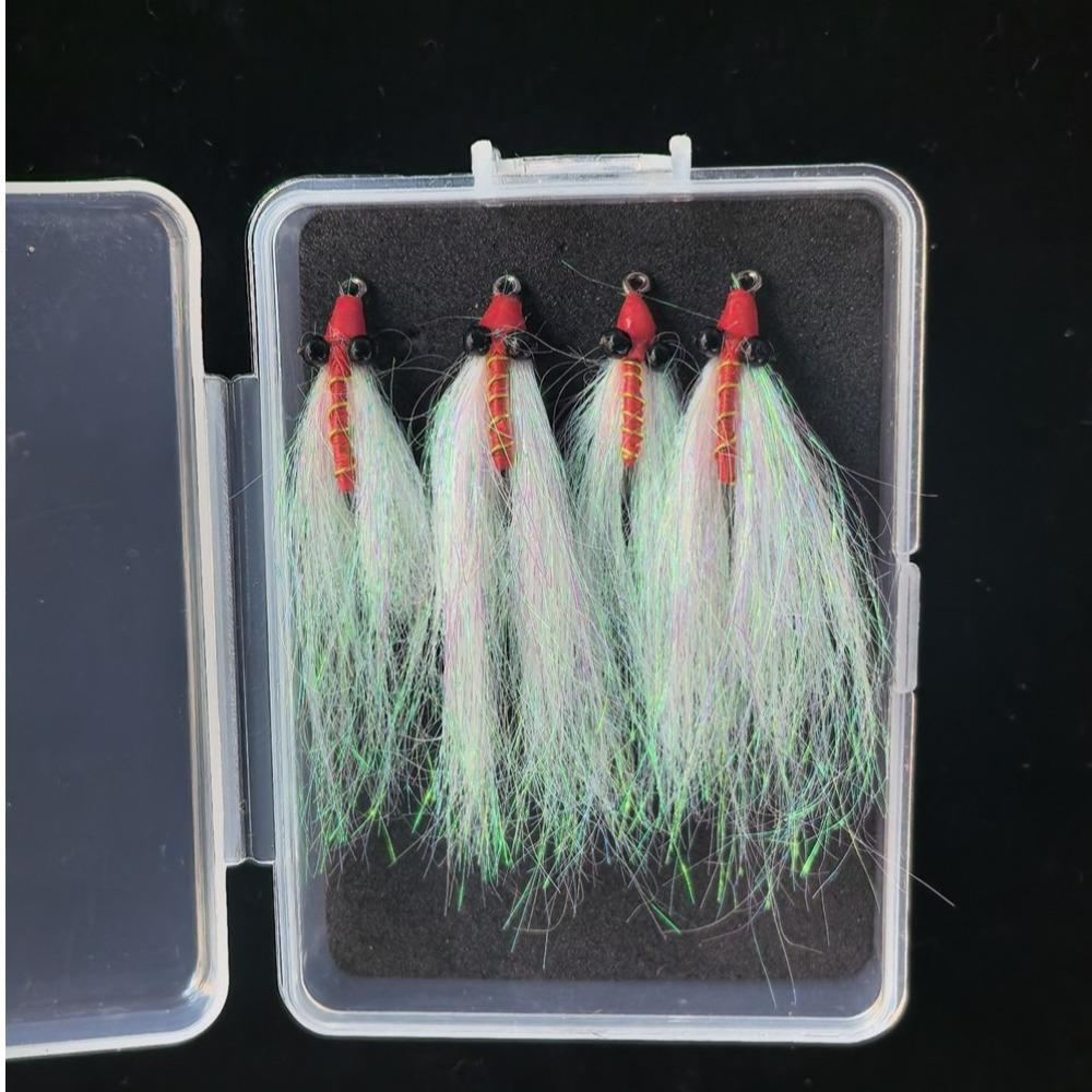 4pcs/Box Worm Trout Artificial Bait White Ice Dubbing Minnow Fly Fly Fishing Lure Bass Fishing 10# красный