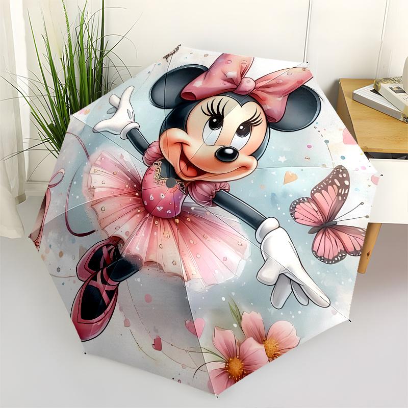 

Minnie Mouse, Ballet Automatic Opening and Closing Umbrella, Compact Travel Umbrella, Lightweight and Portable, Suitable for Beach Commuting