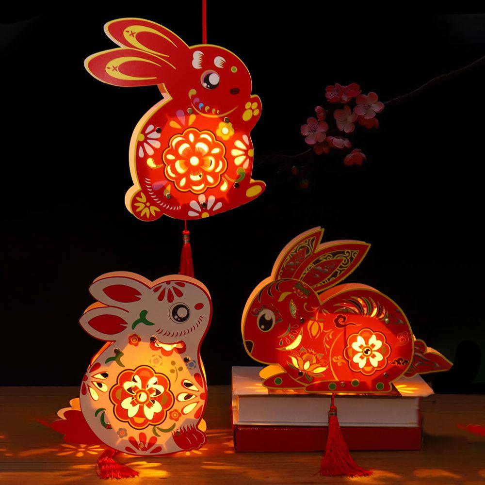 

Античный мультфильм Праздник середины осени фонарь кролик цветок фонарь DIY материал посылка
