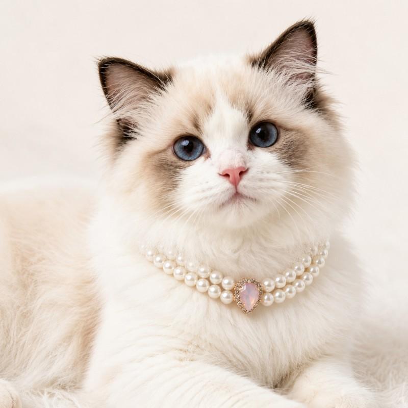 Luxury Double Layer Pearl Pet Necklace Cat Dog