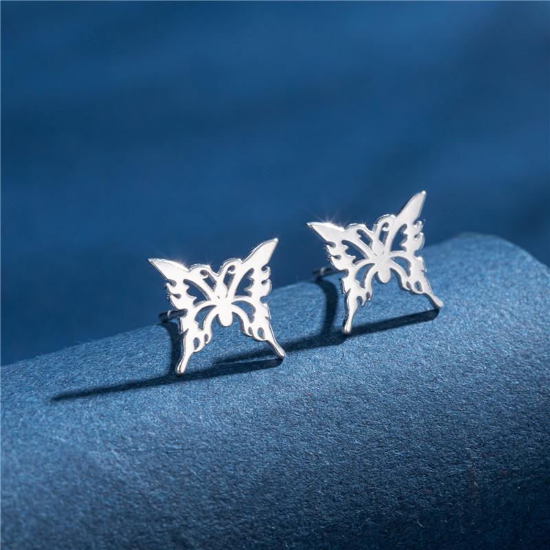 Mini 925 Sterling Copper Stud Earrings for Girls Cartoon Animal Ear Studs Fashion Dinosaur Butterfly Bat Ear Piercing Zircon