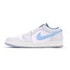 Air Jordan 1 Chestnut Slip Resistant Coverage Cushioning Low Top Vintage Basketball Shoes Men's White Blue FN5214-141(Team15-)