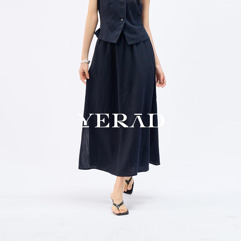 YERAD Women s Relaxed Lyocell Linen A-Line Midi Skirt XXL