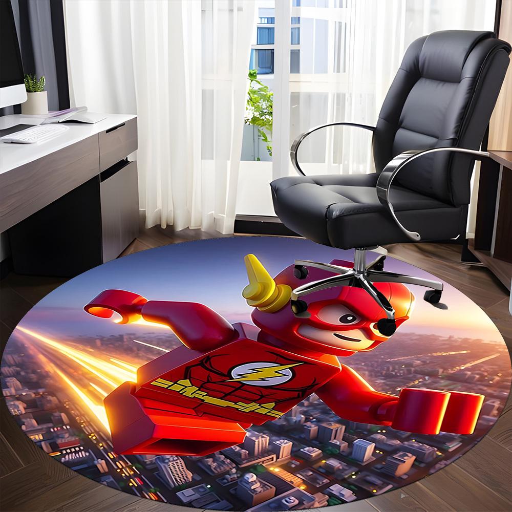 1pc Flash LEGO Office Round Area Rug, Indoor Mat Suitable For Office, Under Office Chairs Bedroom Living Room Home Decor, Room Deco