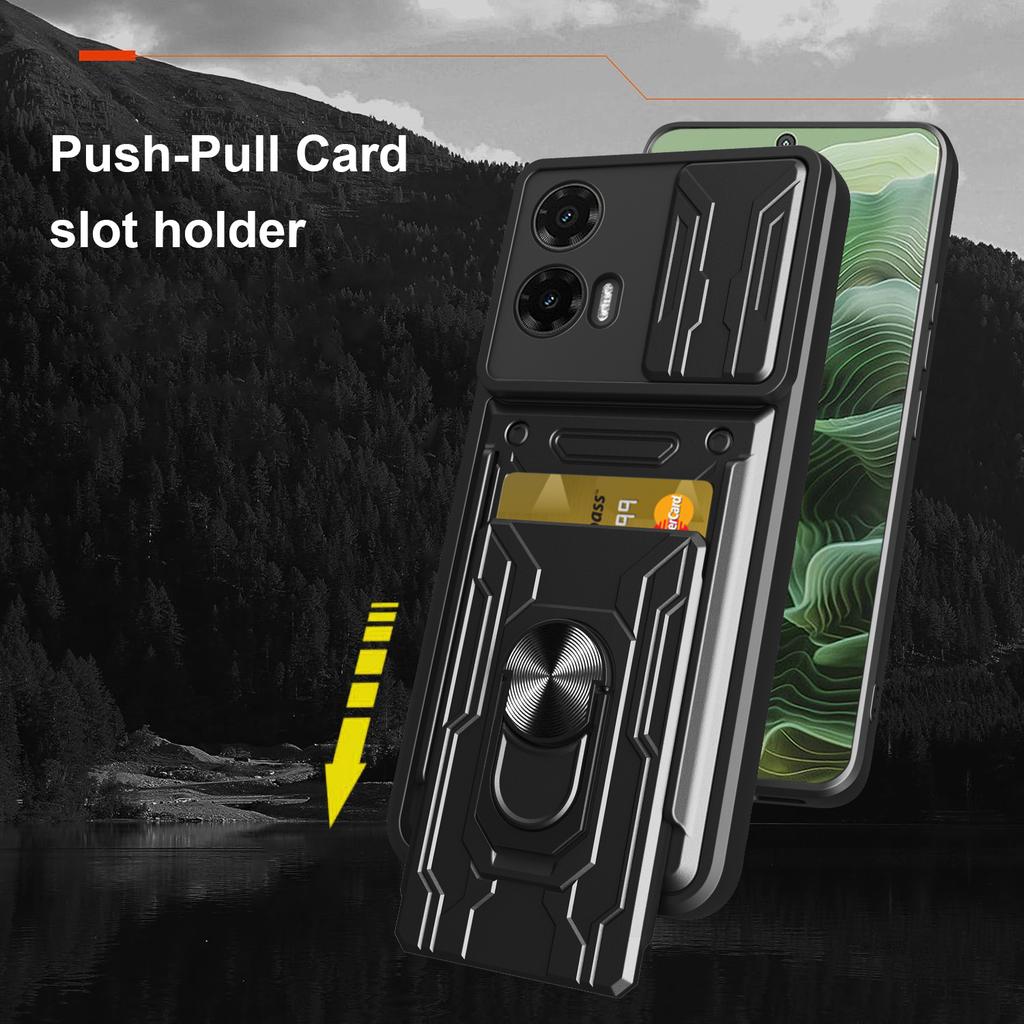 Pro Motorola Moto G35 5G Pouzdro PC+TPU Stojánek Kryt zadní strany telefonu s posuvníkem na fotoaparát