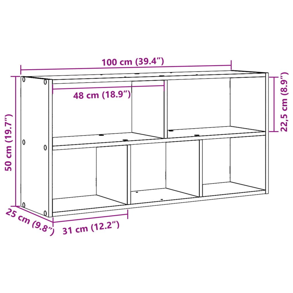 Wall Shelf Reclaimed Wood Look 100x25x50 cm Engineered Wood