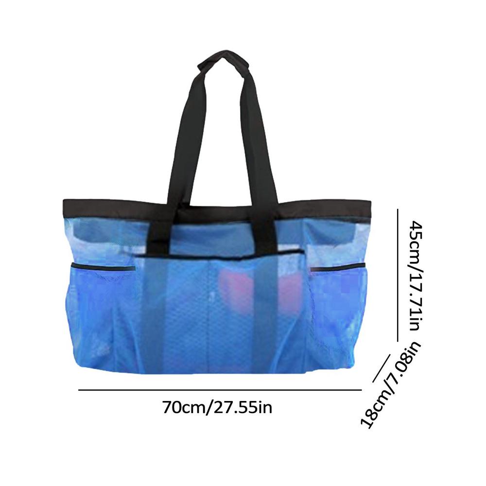 Oversized Beach Tote Tote With Pockets Mesh Large Beach Tote Bag 8 Pockets Nylon Beach Towel Bag External Zipper Beach Tote