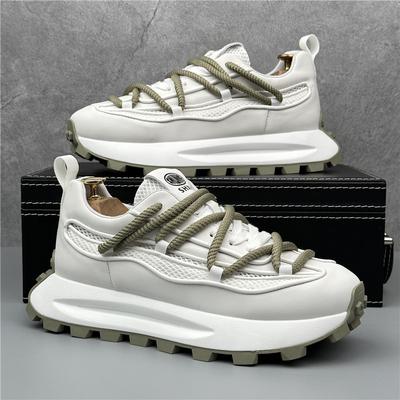 Nowe Designerskie Grube Trampki Męskie Buty do Biegania Modne Codzienne Oddychająca Skóra Siatka Zwiększona Wewnętrzna Gruba Platforma Buty