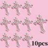 10/5pcs Punk Cross Nail Charms 3D Gold Silver Diamond Nail Art Decoration Sparkling DIY Manicure Rhinestones Jewelry for Women