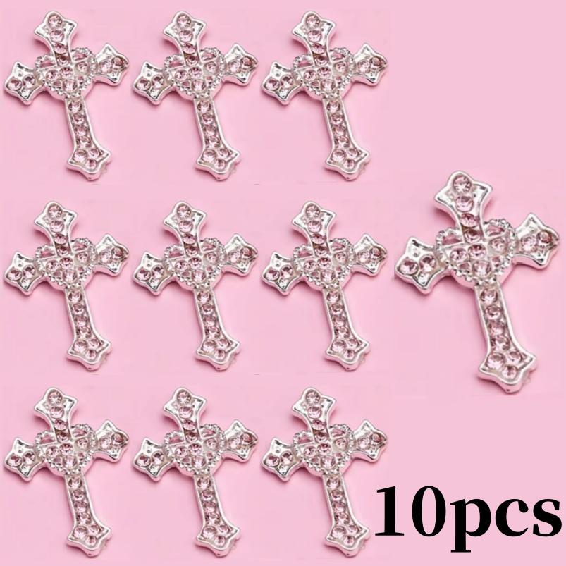 10/5pcs Punk Cross Nail Charms 3D Gold Silver Diamond Nail Art Decoration Sparkling DIY Manicure Rhinestones Jewelry for Women