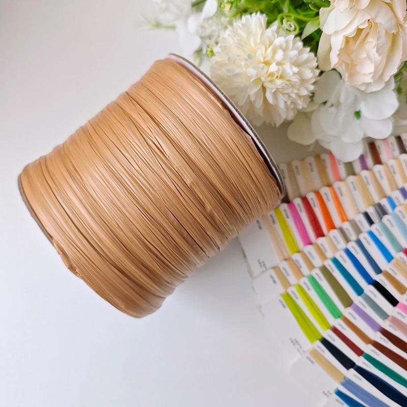 600M Raffia Strohgarn Häkelgarn für DIY Stricken Sommerstrohhut Handtaschen Kissen Handgeflochtenes Strohgarn