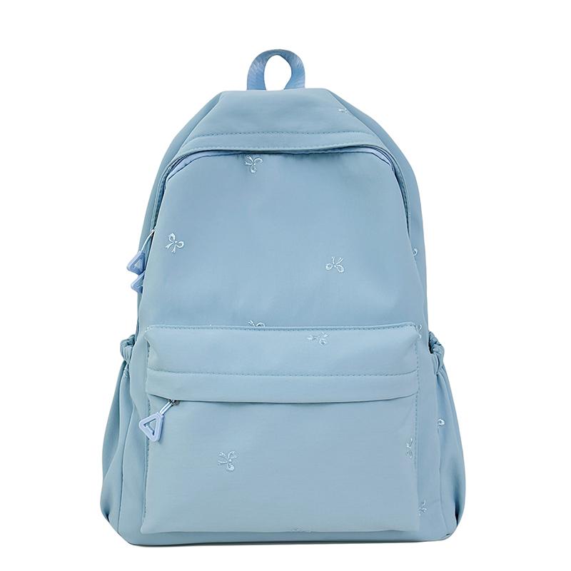 

Bow Embroidered Women Backpack Junior High School Students Lightweight Schoolbag синій