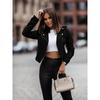 Zipper Short Jacket Lapel Slant Zipper Deerskin Thin Velvet Top Women's Long Sleeves Slim Coat Casual New Fashion Autumn