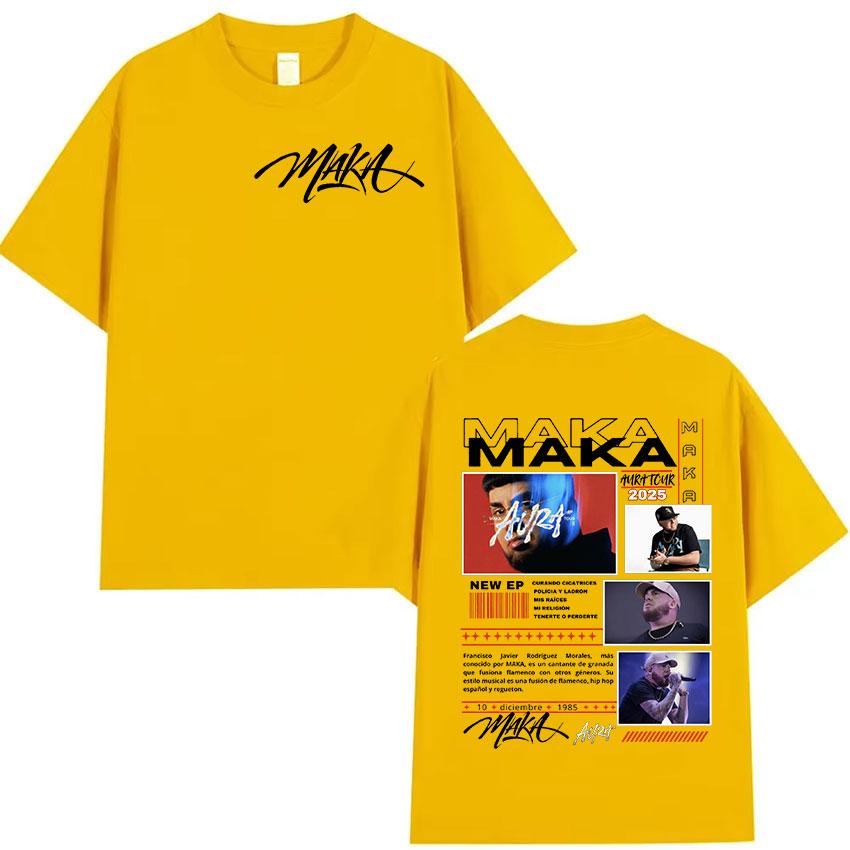 Maka Aura Tour 2025 Album Print T Shirts Mens Hip Hop Retro Style Short Sleeve Tshirt Rap Unisex Gothic Clothing Cotton Tshirt