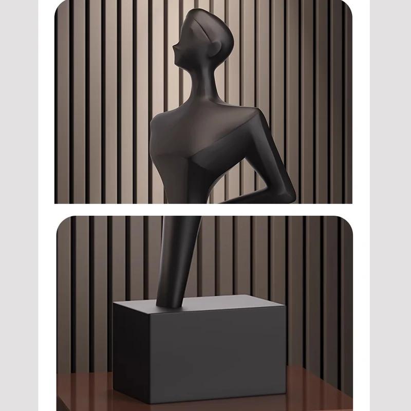 Figure Sculptures  Abstract Figure Art Sculpture Ornament Black Resin Sculpture Light Luxury TV Cabinet Home Decoration Crafts