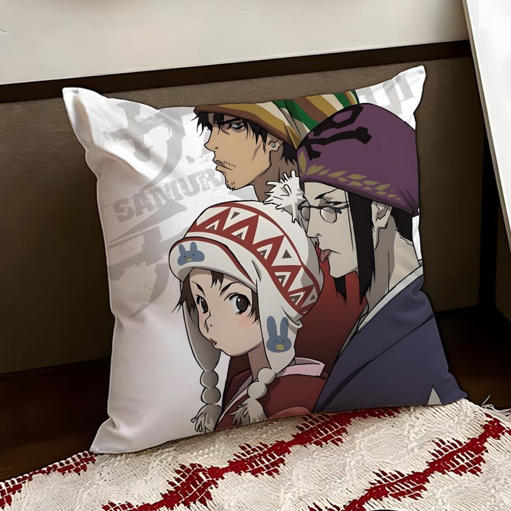 SSamurai CChamploo Anime Cushion Cover Reversible Soft Durable Pillow Cover Home Car MultiScene Use for Daily Comfort