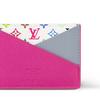 Louis Vuitton X Takashi Murakami Criss-Cross Letter Logo Color Block Design White Tricolor Leather Card Holder Women Accessories Rose M14091