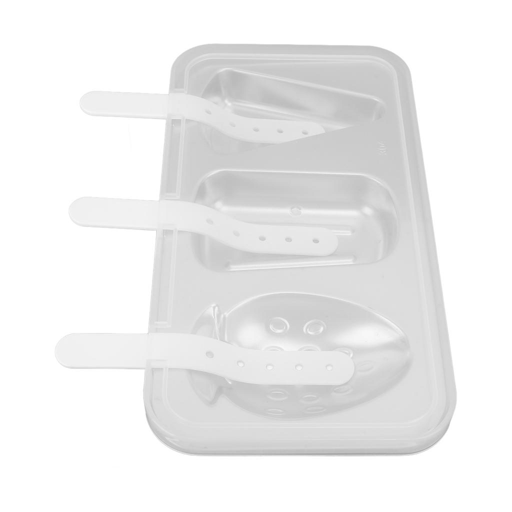 Ice Cream Molds Silver with Lid Ice Pop Molds Stainless Steel 3 Cavity with Stick Reusable Versatile Ice Pop Maker for