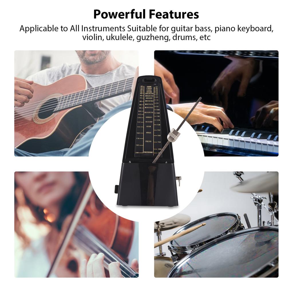 Mechanical Metronome Portable Metronome Adjustable Beat Speed Lightweight Loud Sound for Piano Guitar Drum Guzheng