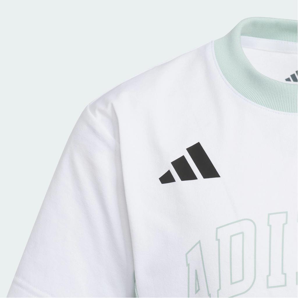 adidas Climacool T Shirt White/Light Green Children Aged 3 7 Years Old KC1543